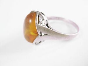 【送料無料】ジュエリー・アクセサリー シルバーリングアンバーbague en argent 925 avec ambre, 3,2 g