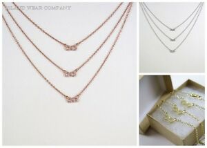 【送料無料】ジュエリー・アクセサリー シルバースターリングゴールドメッキローズジルコーネネックレスneuf 925 argent sterling plaque or rose zircone infini 3 tier collier fn0218 iw
