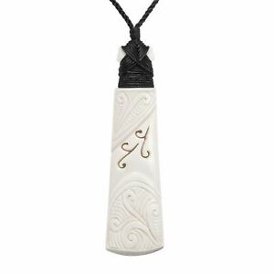 Collier Pendentif Corne Sculpté Maori - Double Pikorua Koru - Longueur 84cm - Marron - 81stgeneration