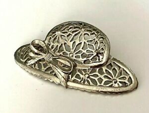【送料無料】ジュエリー・アクセサリー シルバーブローシュシャポーシルバーオープンレアヴィンテージtres grande broche chapeau argente ajoure rare vintage 7cm