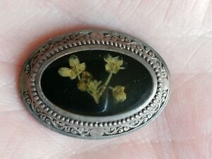 【送料無料】ジュエリー・アクセサリー ブローチancienne broche en metal argente fleurs peintes a la main
