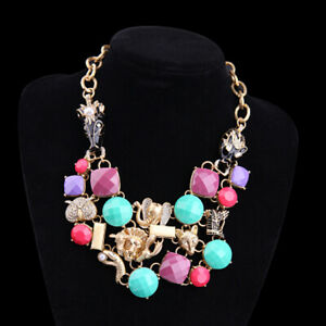 【送料無料】ジュエリー・アクセサリー ゴールデンカラービッグアニマルエレファントシマウマターコイズモーヴcollier dore gros animal elephant zebre cheval multicolore turquoise mauve qt14