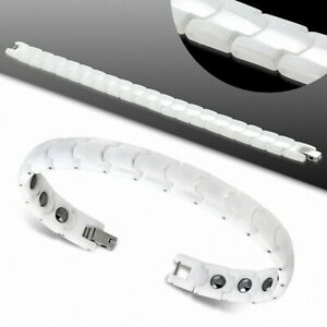 【送料無料】ジュエリー・アクセサリー ブレスレットホワイトセラミックリンク19cm 10mm ?bracelet magnetique a maillons en ceramique blanche