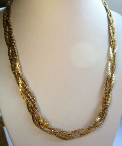 【送料無料】ジュエリー・アクセサリー チェーンネックレスメッシュゴールドヴィンテージbeau collier chaine 3 rangs maille plate tressee couleur or bijou vintage 3383