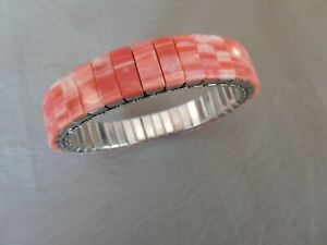 【貨物輸送無料】宝飾品・付属物 ブレスレットホワイトローズコレールbracelet ancien flex elastique extensible rectangle blanc rose corail 10 粍