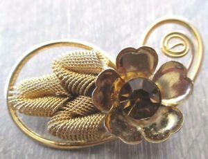 【送料無料】ジュエリー・アクセサリー ブローチヴィンテージゴールドゴールドトパーズbroche ancienne bijou vintage couleur or motif floral brillant topaze 3422