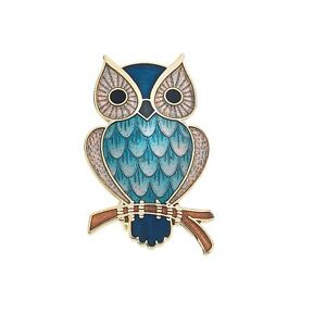 【貨物輸送無料】宝飾品・付属物 ターコイズフクロウゴールドメッキブローチオンブランチパターンオールナインパッケージturquoise chouette broche plaque or sur branche motif tout neuf emballage cadeau