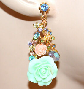 【貨物輸送無料】宝飾品・付属物 イヤリングマルチカラークリスタルペンダントラインストーンboucles doreilles multicolores or femme cristaux pendentifs strass bb6