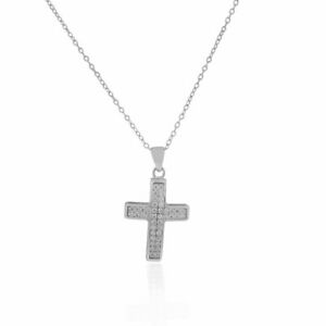 【貨物輸送無料】宝飾品・付属物 シルバースターリングホワイトクリスタルクラシッククロスカラーargent sterling femmes blanc cristaux classique croix religieux collier