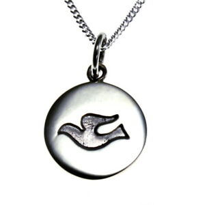 【貨物輸送無料】宝飾品・付属物 シルバースターリングダブメダルペンダントチェーンボックスargent sterling colombe medaille pendentif avec 457珊 chaine et boite