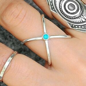 【送料無料】ジュエリー・アクセサリー クリスクロスターコイズリングスターリングシルバーサイズcriss cross turquoise ring 925 sterling silver x geometric statement size 6 8 9 14,585円