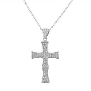 【送料無料】ジュエリー・アクセサリー シルバースターリングクラシックラテンクロスクリスタルジルコンargent sterling classique latin croix cristaux zircone religieux collier