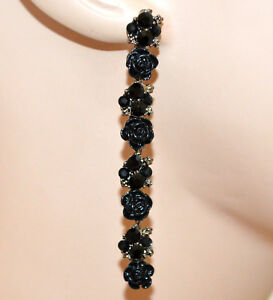 【貨物輸送無料】宝飾品・付属物 ピンクペンダントロングブークルlongues boucles doreilles noires femme cristaux pendentifs roses strass bb2