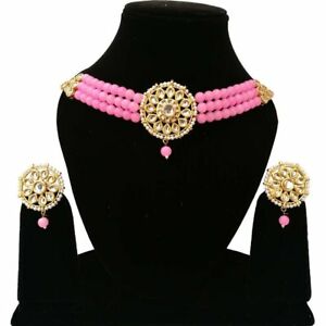 【貨物輸送無料】宝飾品・付属物 クンダンパールメッキゴールドフィーストメイドハンドジュエリーコリアーイヤリングセットperles kundan plaque or fete fait a la main bijoux collier earrings set es3