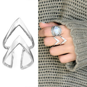 【送料無料】ジュエリー・アクセサリー スターリングシルバーリングダブルシェブロンアジャスタブルサイズ925 sterling silver ring double chevron triangle geometric arrow adjustable size