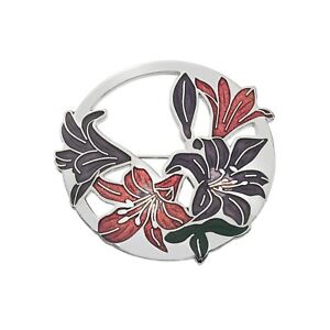 【貨物輸送無料】宝飾品・付属物 ビッグバイオレットライスホワイトピンシルバーメッキオールナインパッケージgrand violet lys blanc broche plaque argent tout neuf emballage cadeau