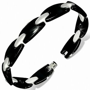 【送料無料】ジュエリー・アクセサリー ブレスレットブラックセラミックリンク12mm ?bracelet magnetique lien ceramique noir h et rectangle blanc 15,584円