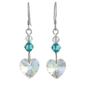 【貨物輸送無料】宝飾品・付属物 シルバースターリングソンクリスタルハートイヤリングnaissance cristal coeur boucles doreilles avec argent sterling fils decembre