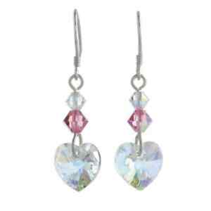 【貨物輸送無料】宝飾品・付属物 シルバースターリングソンクリスタルハートイヤリングnaissance cristal coeur boucles doreilles avec argent sterling fils octobre