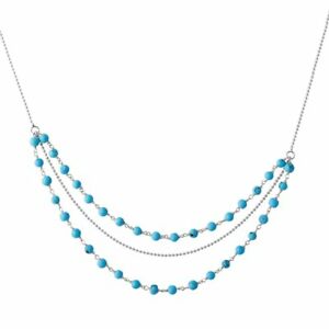 【送料無料】ジュエリー・アクセサリー シルバースターリングトリプルストランドターコイズパールネックレスargent sterling triple strand turquoise perles collier