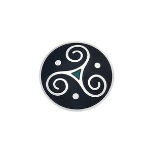 【貨物輸送無料】宝飾品・付属物 ケルトトリスケルブローチグリーンシルバーメッキceltique triskele broche plaque argent vert tout neuf emballage cadeau