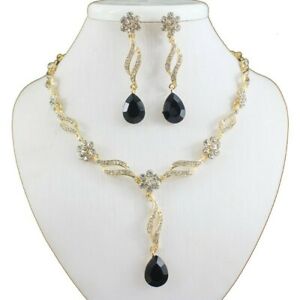 【送料無料】ジュエリー・アクセサリー スワロフスキーバックルネックレスRエレメンツウォータードロップparure collier boucles luxe swarovskiR elements goutte deau noire top qualite