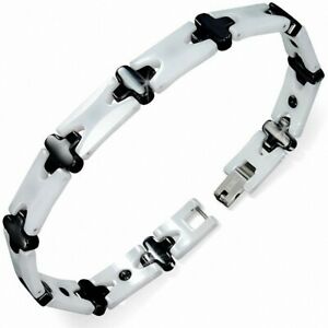 【送料無料】ジュエリー・アクセサリー パンサーセラミックブレスレット9mm ?bracelet magnetique lien en ceramique blanc et noir panther 174