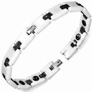 【送料無料】ジュエリー・アクセサリー パンサーセラミックブレスレット9mm ?bracelet magnetique lien en ceramique blanc et noir panther 173
