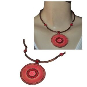 【送料無料】ジュエリー・アクセサリー ネックレスオレンジエナメルクリスタルジュエルパティナタイentre guillemets collier en cuivre patine email orange et cristal bijou
