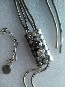 【送料無料】ジュエリー・アクセサリー ヴィンテージネックレスチェーンペンダントラインストーンcollier vintage chaine 38cm 8cm et pendentif rectangle ancien 2 strass d11