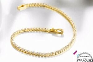 【送料無料】ジュエリー・アクセサリー ブラッチャレテニスダウオモオドナオロジャッロクリスタリスワロフスキーbracciale tennis da uomo o donna oro giallo 18 kt cristalli swarovski swteog19