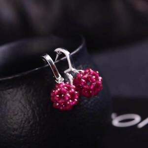 【送料無料】ジュエリー・アクセサリー ナチュラルレッドスピネルボールシルバーイヤリングcertified natural red spinel ball 925 silver women earrings women gift