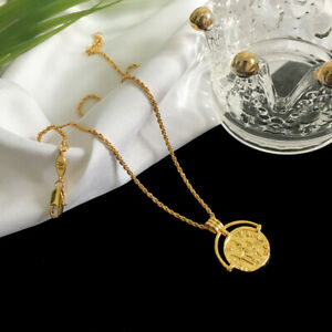 【送料無料】ジュエリー・アクセサリー アールデコペンダントラウンドディスクシンプルライトンゴールドメッキcollier art deco pendentif rond disque sculpte simple laiton plaque or 18k gd3