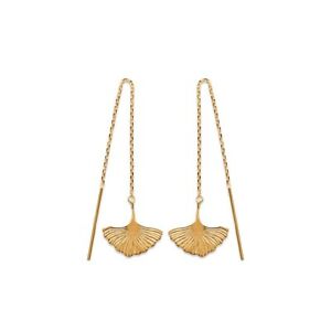 【送料無料】ジュエリー・アクセサリー イヤリングゴールドメッキチェーンkbc boucles doreilles clous et chaine plaque or ginko 15x12mm 22,052円