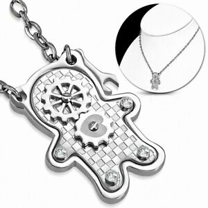 【送料無料】ジュエリー・アクセサリー チェックグリルチャームロボットチャームロブスタークロークラスプネックレスcollier de fermoir de griffe de homard charm de robot charm de grille de verific