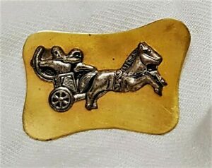 【送料無料】ジュエリー・アクセサリー オールドブラスピンドーレアルジャンテancien broche laiton dore et argente course hippique guerrier cheval h9