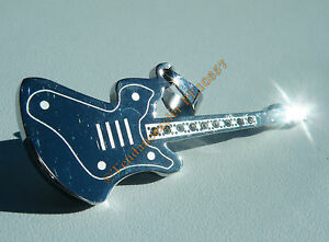 【送料無料】ジュエリー・アクセサリー スチールステンレススチールシルバーギターラインストーンチェーンpendentif acier inox guitare argent 9 strass chaine