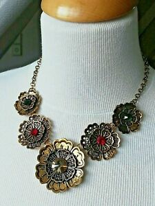 【送料無料】ジュエリー・アクセサリー アンティークネックレスブロンズラインストーンビンテージcollier ancien, bronze et strass, vintage