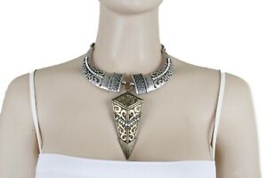 【送料無料】ジュエリー・アクセサリー ファンキーシルバーメタルファッションレトロジュエリーネックレスfunky femme ancien argent metal mode retro bijoux collier geometrique formes