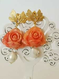 【送料無料】ジュエリー・アクセサリー オレッキーニピンクコラロエパールビアンケゴッチャorecchini rose corallo e perle bianche goccia