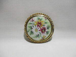 【送料無料】ジュエリー・アクセサリー ブローチメダイロンリーリモージュアルテピンエナメルancienne broche medaillon porcelaine fleur emaillee limoges alte old pin enamel