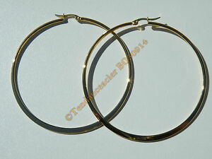 【送料無料】ジュエリー・アクセサリー イヤリングクレオールラウンドプレートゴールデンboucles doreilles grandes creoles ronde plate 70 mm acier inoxydable dore or