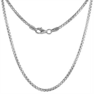 【送料無料】ジュエリー・アクセサリー シルバースターリングラウンドボックスチェーンネックレスピンセットイタリアargent sterling 2mm rond boite chaine collier, fermoir pince, fabrique en italie