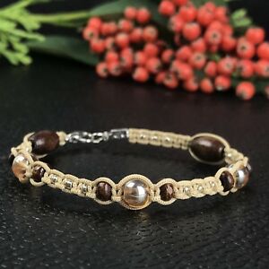 【送料無料】ジュエリー・アクセサリー ブレスレットクォーツチタンパールガラスマクラメコットンポケットbracelet quartz titanium perles verre macrame coton tresse pochette cadeau