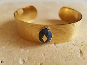 【送料無料】ジュエリー・アクセサリー オープンステンレスカボションラピスラズリjonc ouvert acier inoxydable cabochon lapis lazuli