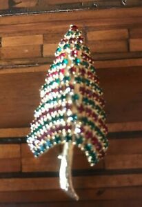 【送料無料】ジュエリー・アクセサリー ヴィンテージクリスマスツリーブローチレッドグリーンrare vintage christmas tree brooch red amp; green