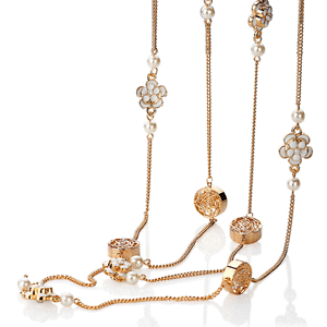 【送料無料】ジュエリー・アクセサリー ロングフィンソテーネックレスゴールデンフラワーローズホワイトパールオリジナルcollier sautoir long fin dore fleur rose email blanc perle original xxf1