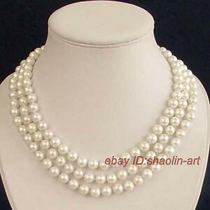 【送料無料】ジュエリー・アクセサリー ネックレスナチュラルアコヤホワイト41cm, collier, vogue, 3 rangee, natural, akoya, blanc, perle deau douce, 78mm