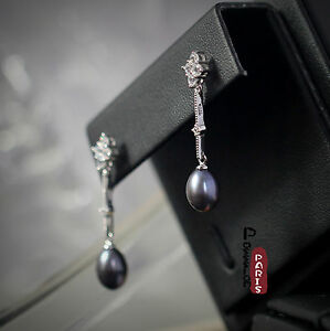 【送料無料】ジュエリー・アクセサリー ブラックカルチャーシルバースターリングファインイヤリングパールboucles doreilles clous perle de culture noir argent sterling 925 fine tz2 b15