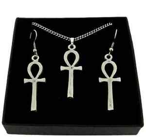 【送料無料】ジュエリー・アクセサリー アンクペンダントイヤリングankh pendentif et boucles doreilles artisanal en etain emballe ensemble cadeau